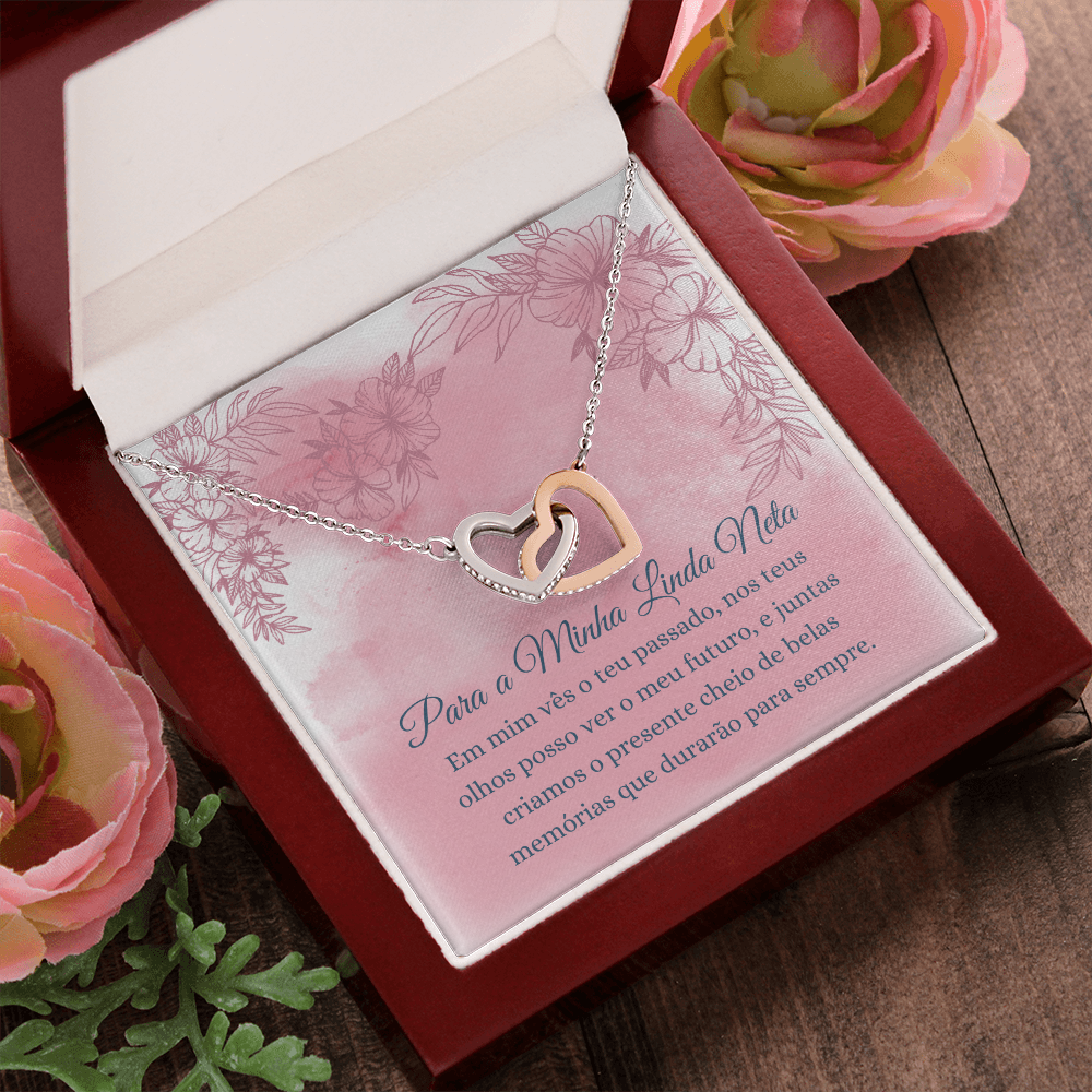 Linda Neta Colar Presente Portuguese Granddaughter Necklace Card