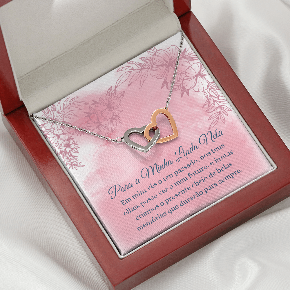 Linda Neta Colar Presente Portuguese Granddaughter Necklace Card