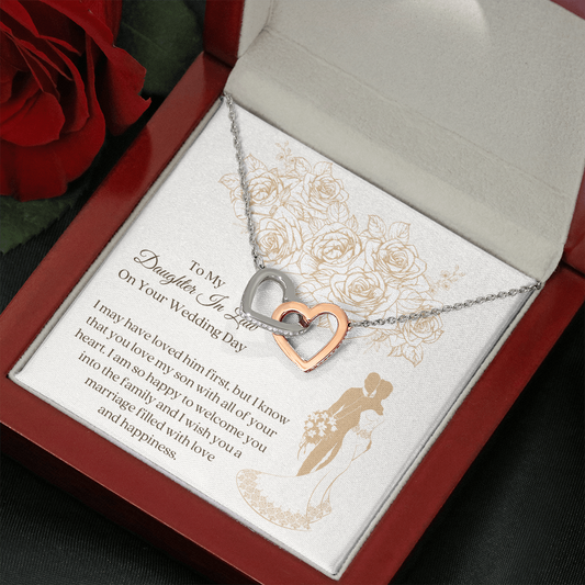 Sweet Daughter In Law Wedding Bride Heart Message Card Necklace Gift