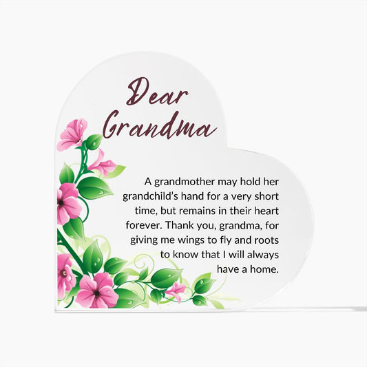 Dear Grandma Printed Heart Acrylic Plaque present