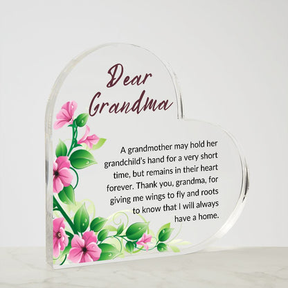 Dear Grandma Printed Heart Acrylic Plaque present