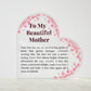 Beautiful Mother Printed Heart Shaped Acrylic Plaque Present