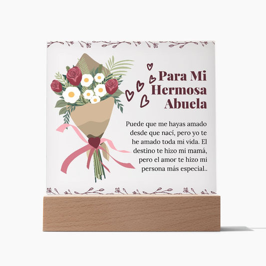 Acrylic Plaque Para Mi Hermosa Abuela Mini Poema Sentimental en Placa Acrílica Grandma Gift