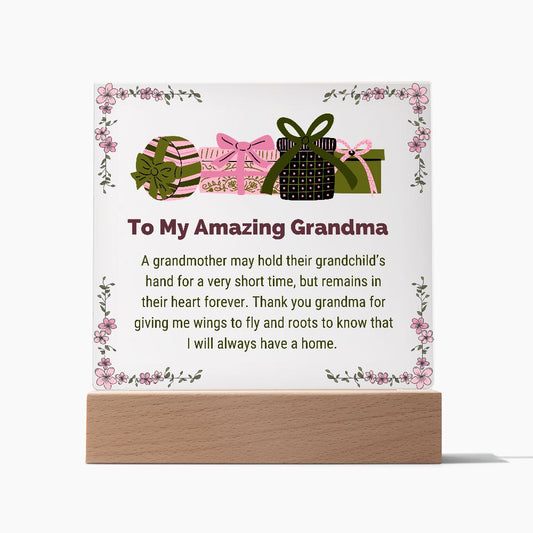 To My Amazing Grandma Square Acrylic Plaque Sentimental Present for Grandmother