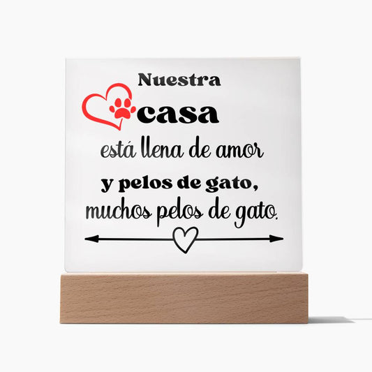 Pelos de Gato Placa acrílica Spanish Cat Owner Home Decor Gift