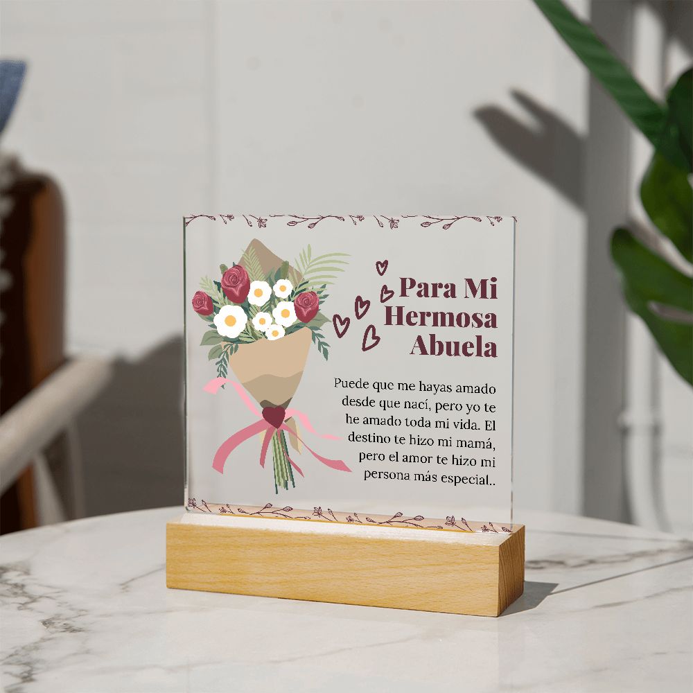 Acrylic Plaque Para Mi Hermosa Abuela Mini Poema Sentimental en Placa Acrílica Grandma Gift