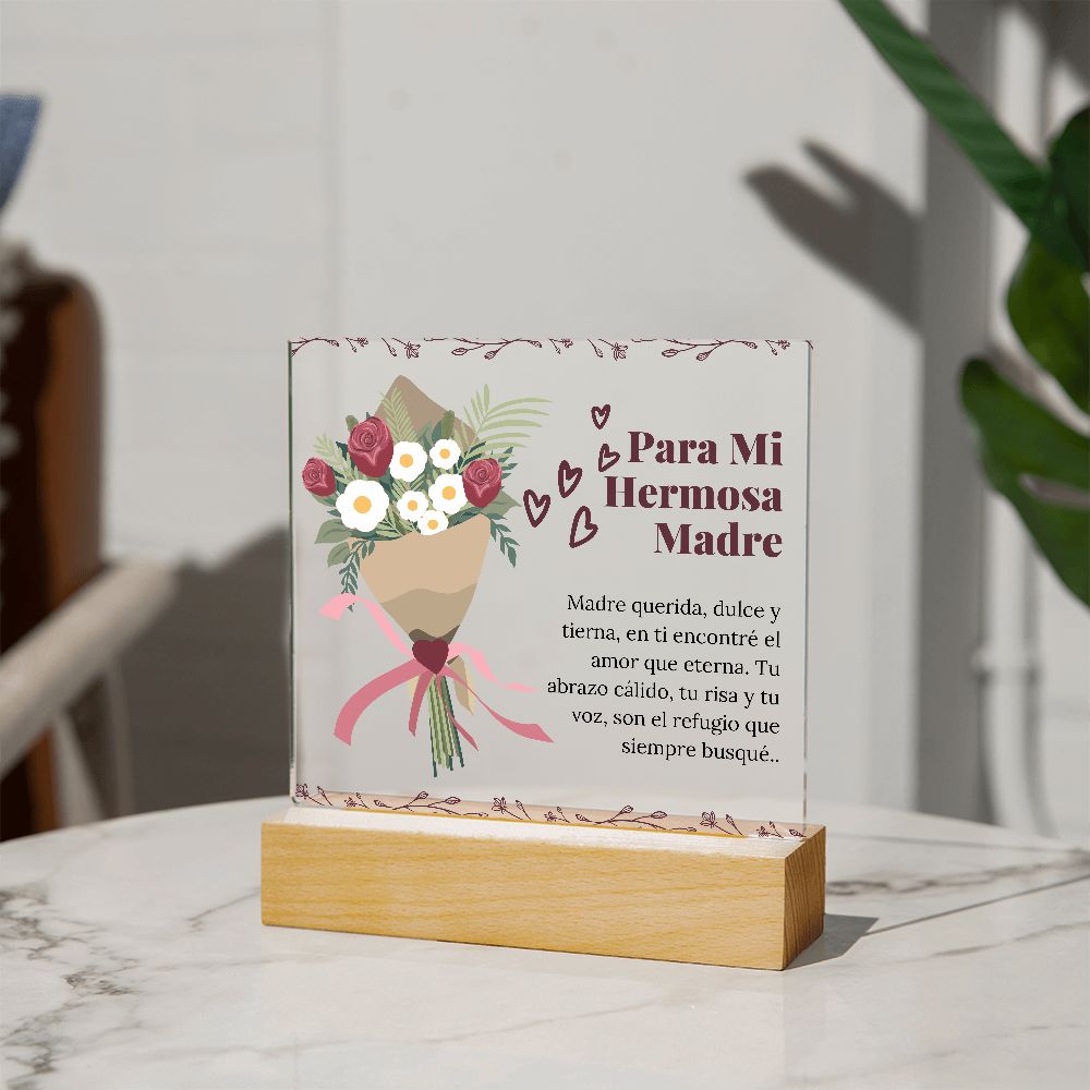 Spanish Hermosa Madre Poema Personalizado en Placa de Acrílico Cuadrado
