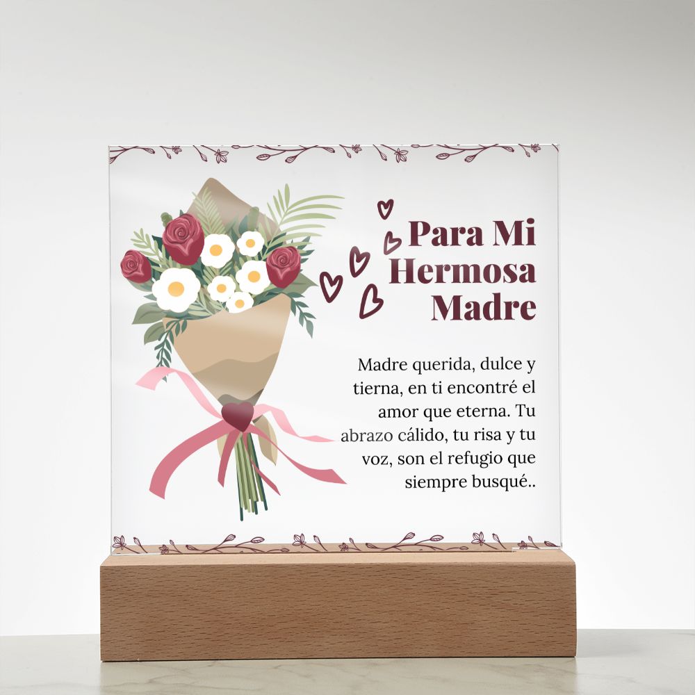 Spanish Hermosa Madre Poema Personalizado en Placa de Acrílico Cuadrado