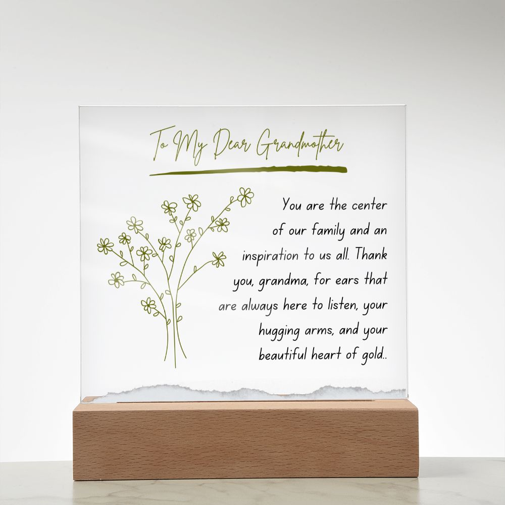 To My Dear Grandmother Vintage Square Acrylic Plaque Present