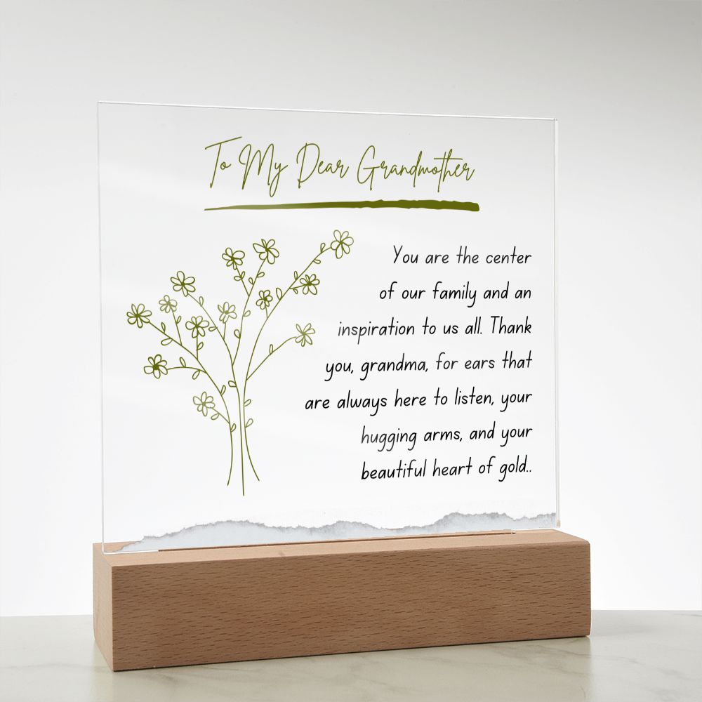 To My Dear Grandmother Vintage Square Acrylic Plaque Present