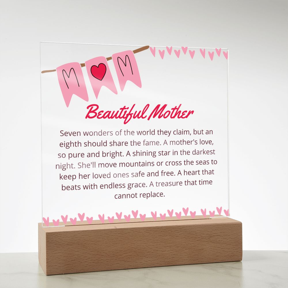 Beautiful Mother Poem Square Acrylic Plaque Gift for mother