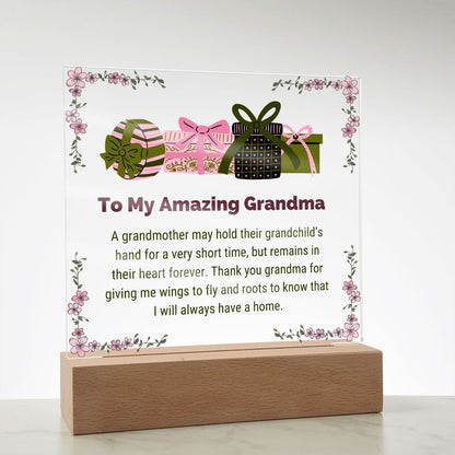 To My Amazing Grandma Square Acrylic Plaque Sentimental Present for Grandmother