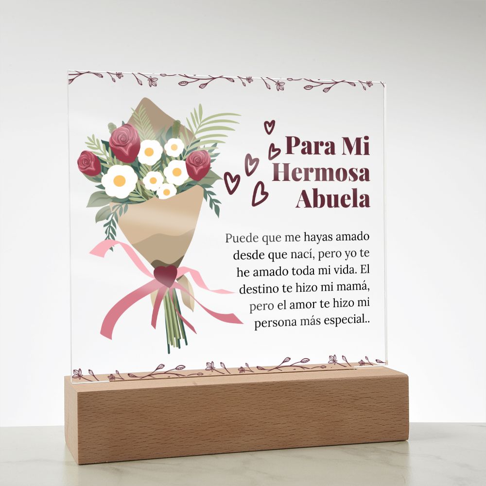 Acrylic Plaque Para Mi Hermosa Abuela Mini Poema Sentimental en Placa Acrílica Grandma Gift