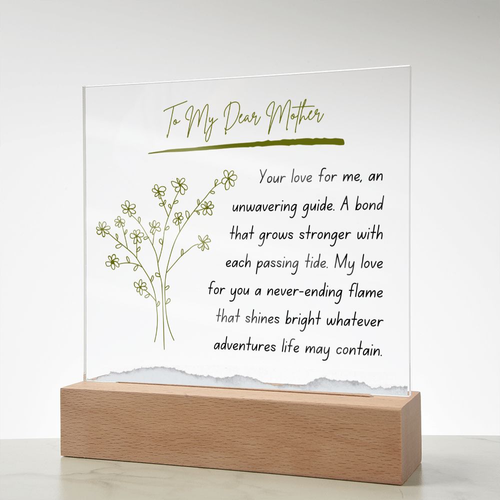 To My Dear Mother Square Acrylic Plaque Vintage Present
