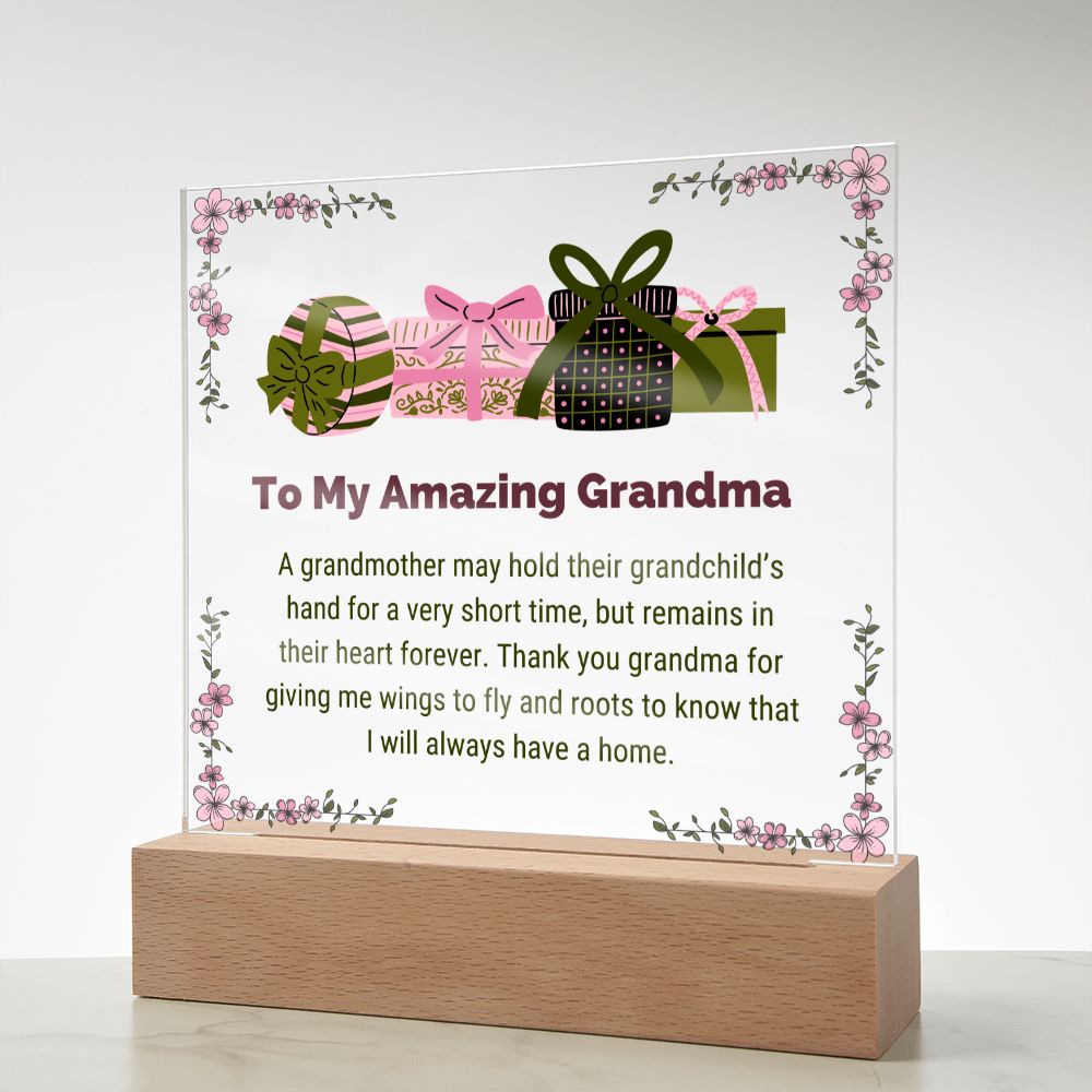 To My Amazing Grandma Square Acrylic Plaque Sentimental Present for Grandmother