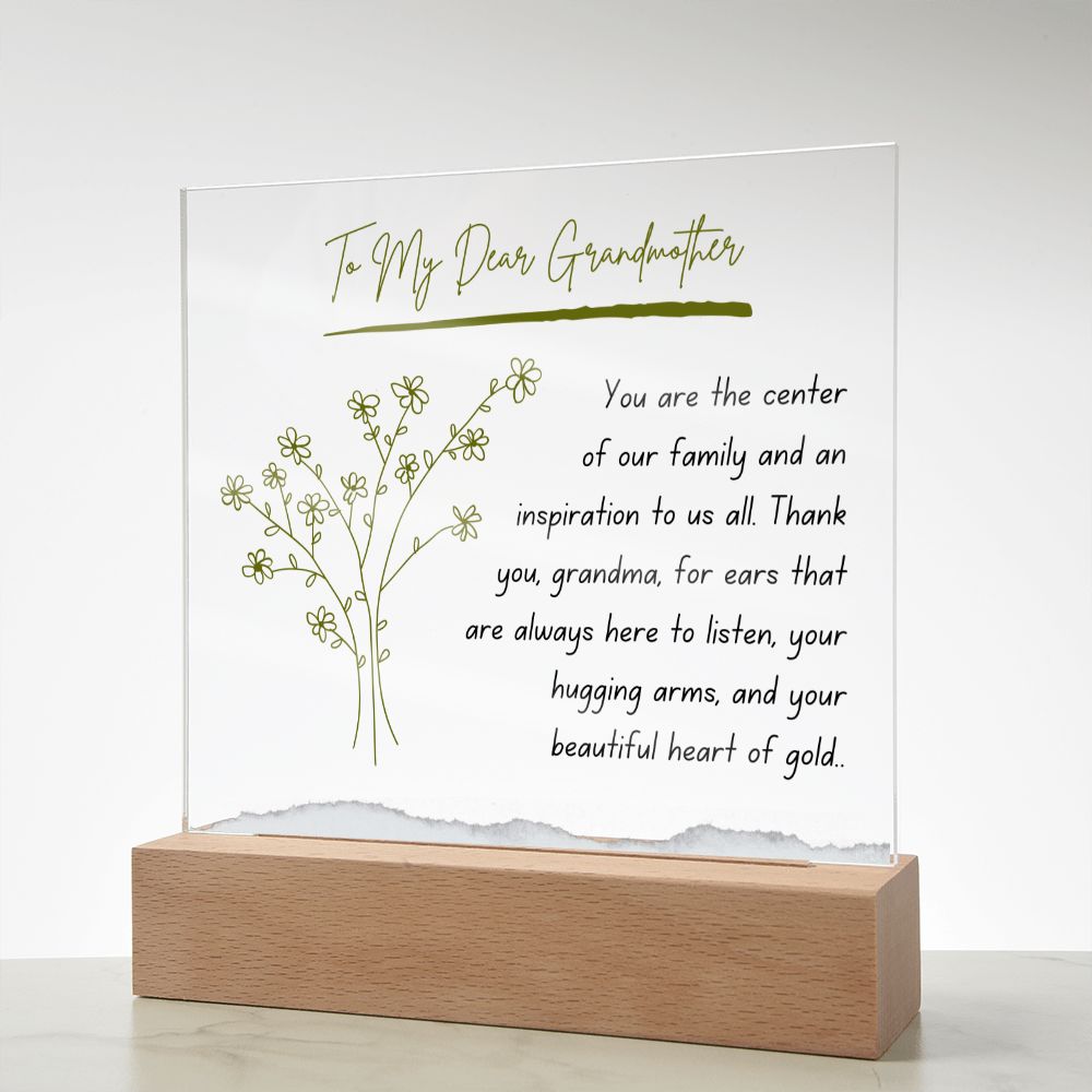 To My Dear Grandmother Vintage Square Acrylic Plaque Present