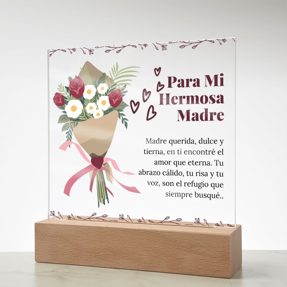 Spanish Hermosa Madre Poema Personalizado en Placa de Acrílico Cuadrado