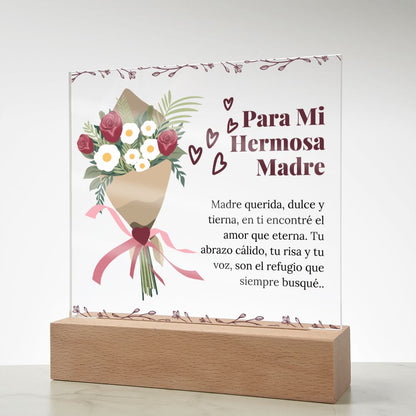 Spanish Hermosa Madre Poema Personalizado en Placa de Acrílico Cuadrado