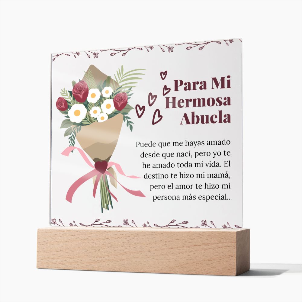 Acrylic Plaque Para Mi Hermosa Abuela Mini Poema Sentimental en Placa Acrílica Grandma Gift