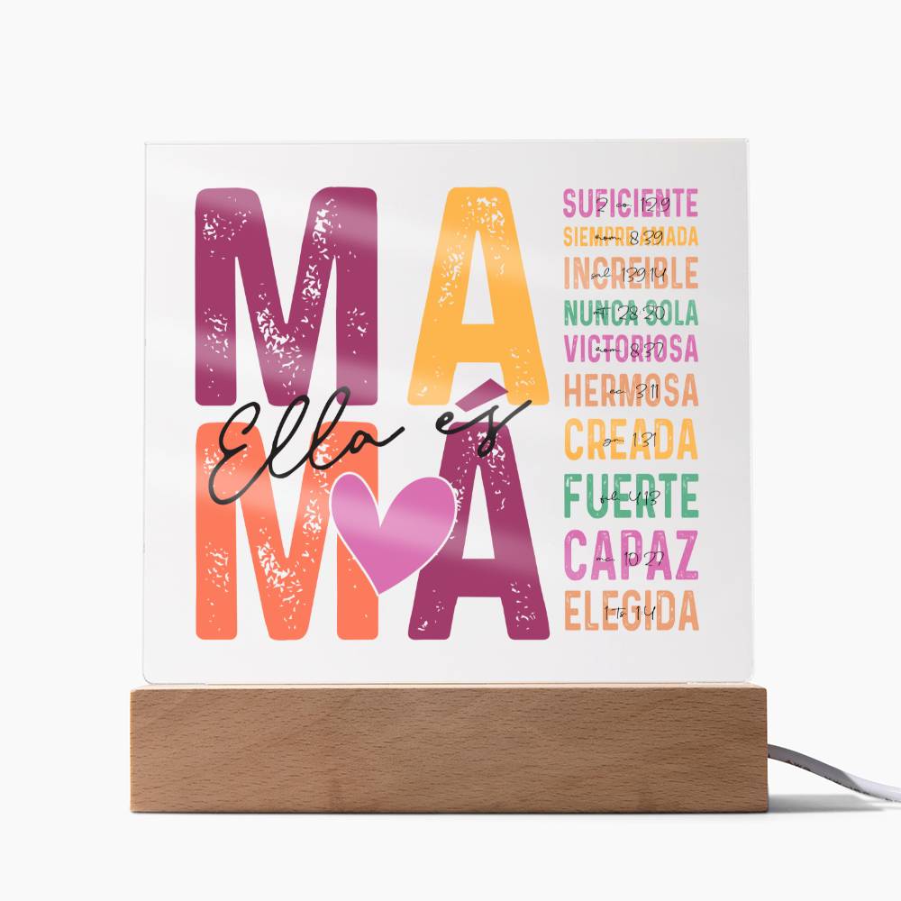 Placa Acrílica Amor Por Mamá Latina Mom Gift