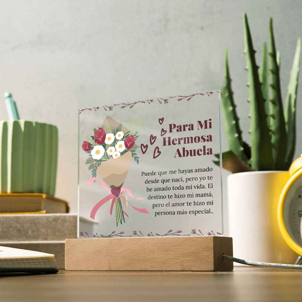 Acrylic Plaque Para Mi Hermosa Abuela Mini Poema Sentimental en Placa Acrílica Grandma Gift