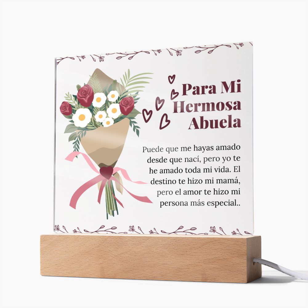 Acrylic Plaque Para Mi Hermosa Abuela Mini Poema Sentimental en Placa Acrílica Grandma Gift