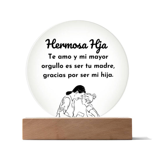 Hermosa  Placa de Acrílico en forma de Circulo para Tu Hija Acrylic Plaque