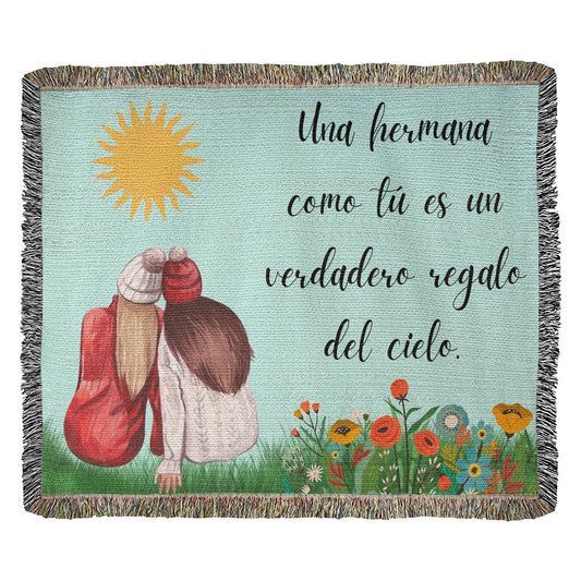 Give your Sister this Heirloom Woven Blanket with Colorful Design