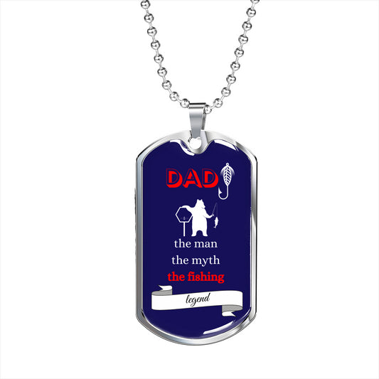 fishing dad dog tag necklace, fishing dad gift, personalized dad gift