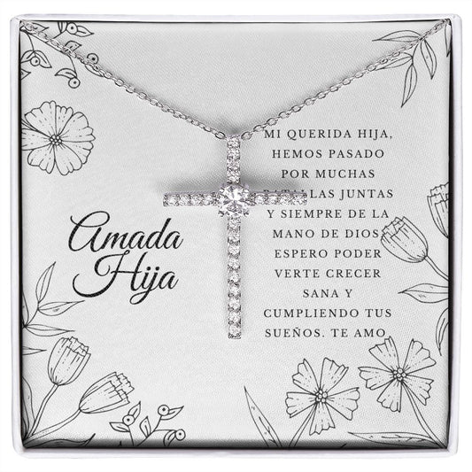 CZ cross necklace collar para hija