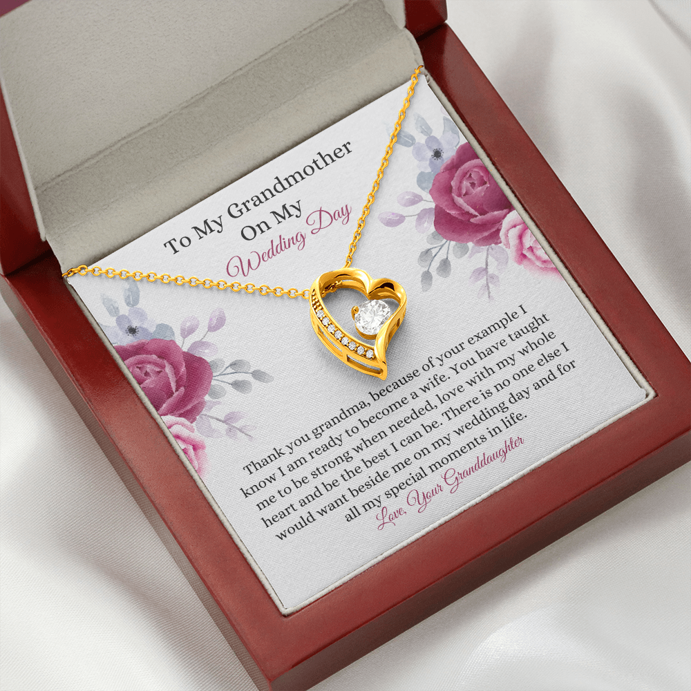 Grandmother Wedding Day From Granddaughter Heart Necklace Card