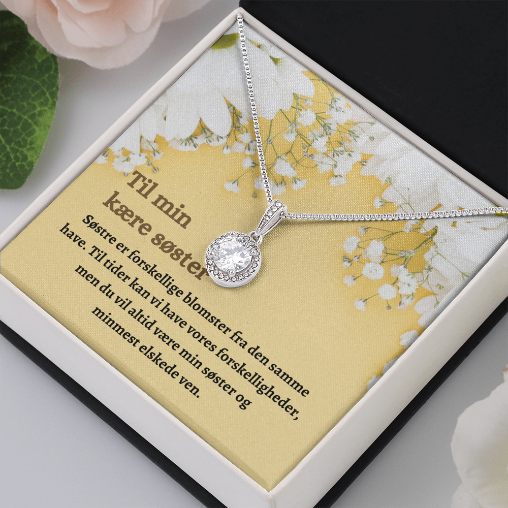 Søster Halskæde Gave Danish Sister Message Card Necklace