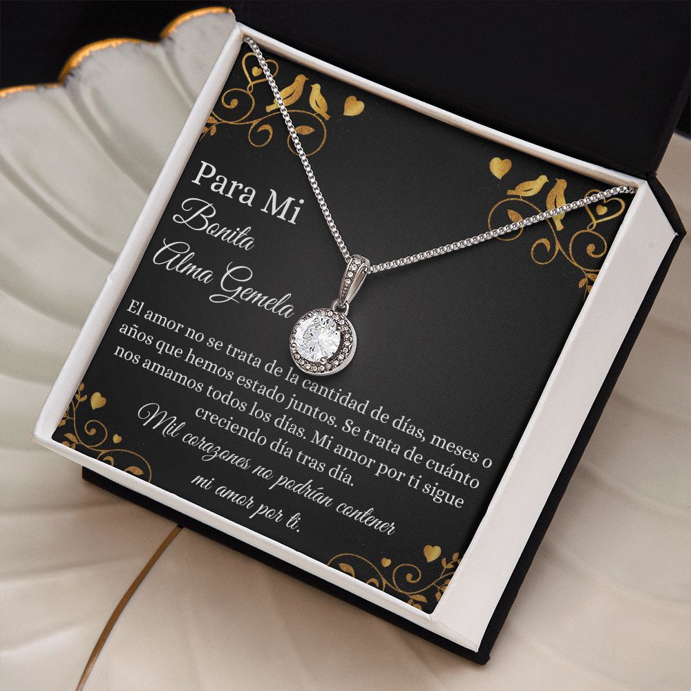 Bonita Alma Gemela Novia Esposa Collar Regalo Spanish Soulmate Necklace Card