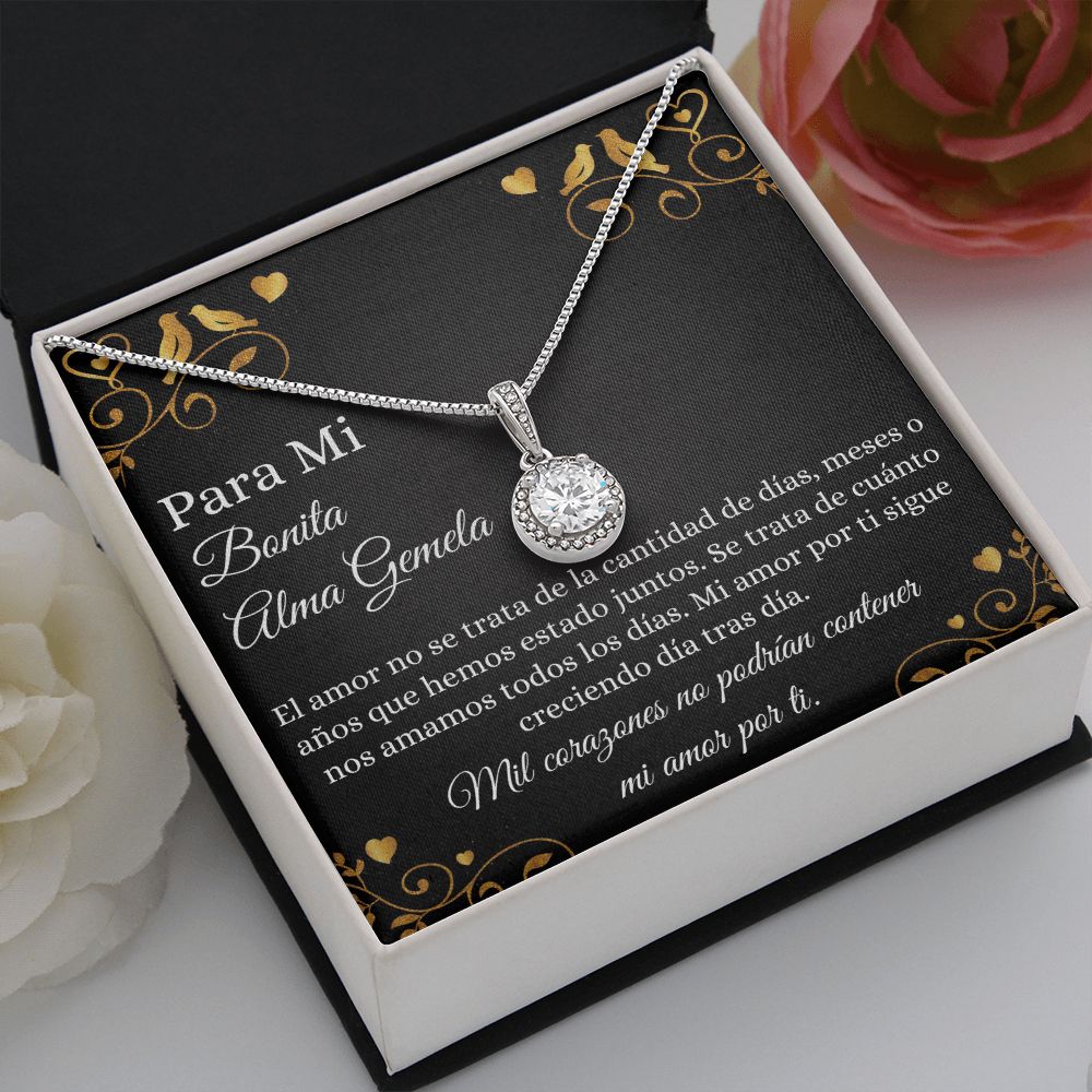 Bonita Alma Gemela Novia Esposa Collar Regalo Spanish Soulmate Necklace Card