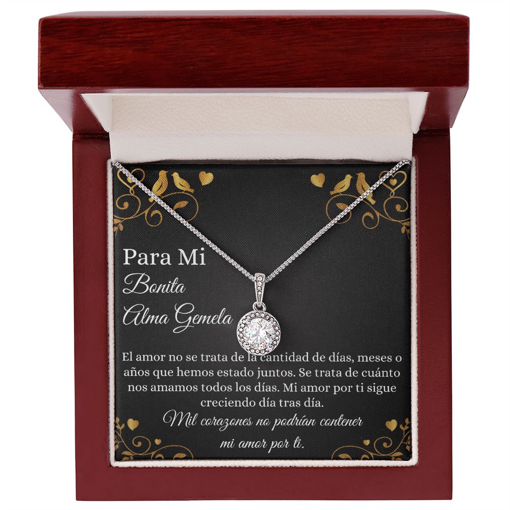 Bonita Alma Gemela Novia Esposa Collar Regalo Spanish Soulmate Necklace Card