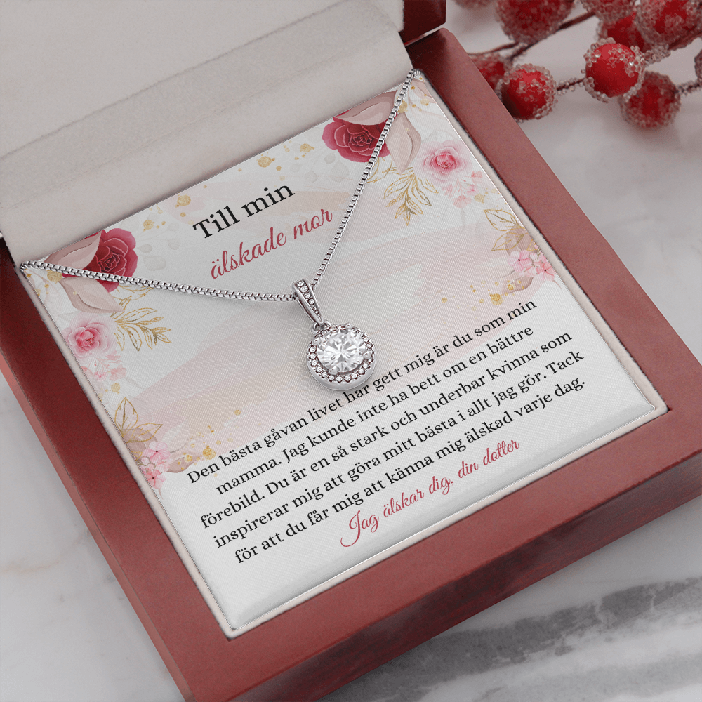 Älskade Mor Halsband Swedish Mother Message Card Necklace