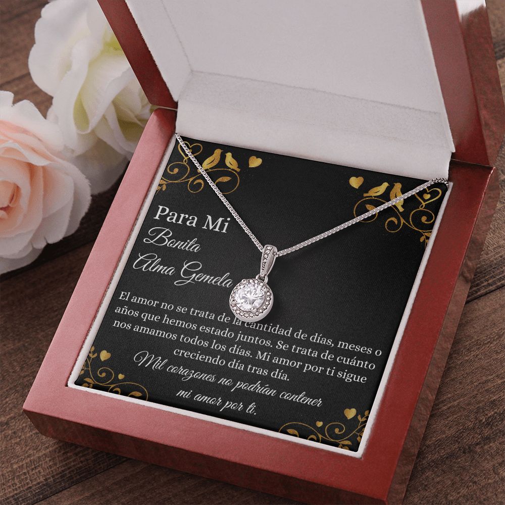 Bonita Alma Gemela Novia Esposa Collar Regalo Spanish Soulmate Necklace Card