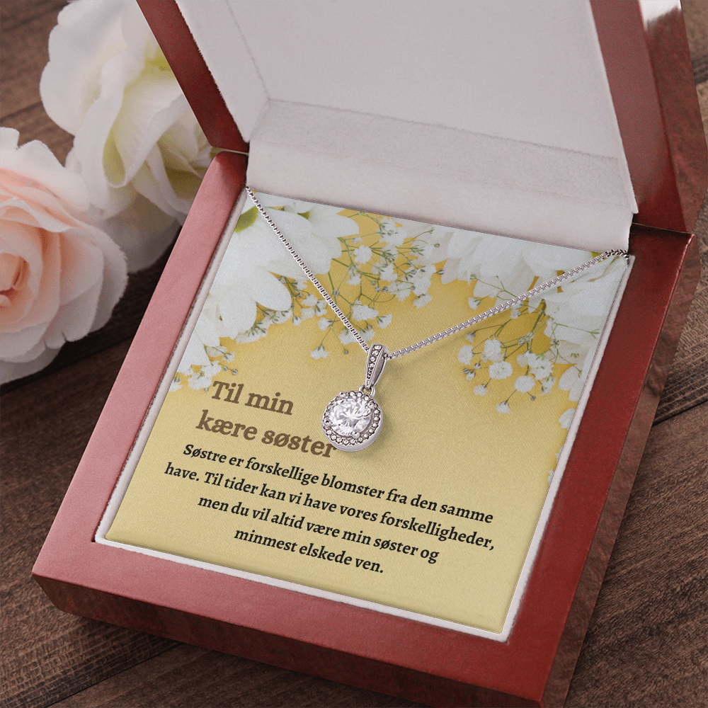 Søster Halskæde Gave Danish Sister Message Card Necklace