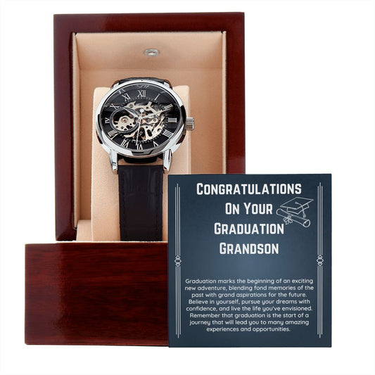 Congratulations On Your Graduation Grandson Openwork Watch Gift
