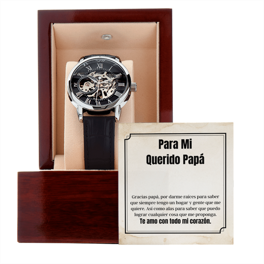 Querido Papá Reloj Regalo Spanish Father Watch Message Card