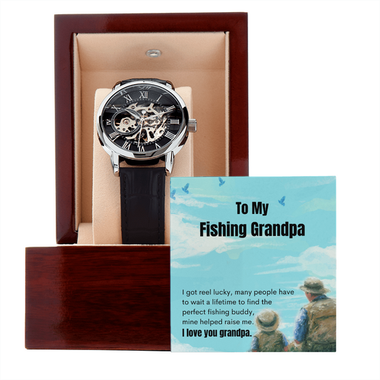 Fishing Grandpa Openwork Watch Fishing Grandfather Gift