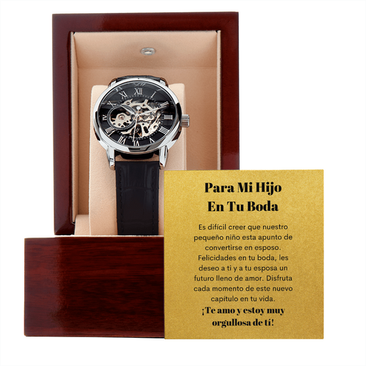 Son in His Wedding Day Watch Gift Spanish Message Card
