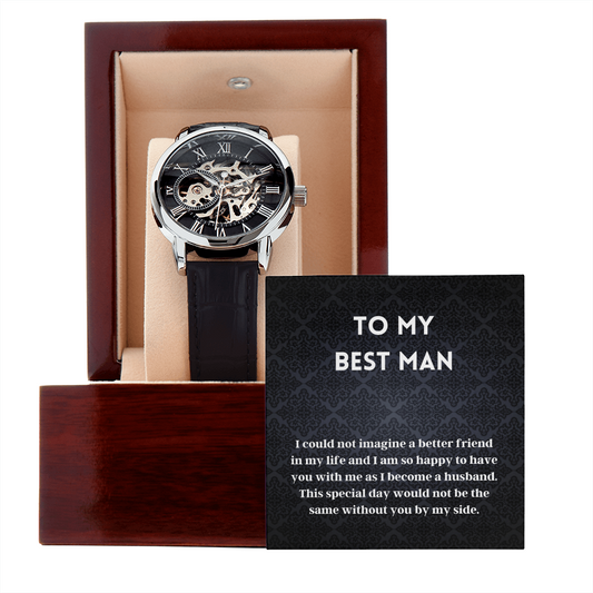 Best Man Wedding Openwork Watch Message Card Keepsake Gift