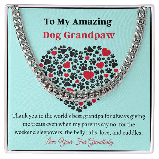 Dog Grandpaw Card Necklace Chain Doggie Grandpa Gift