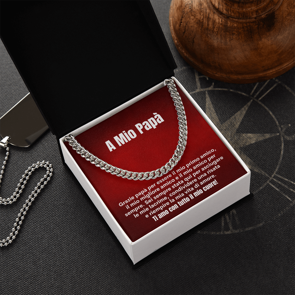 Papà Collana Regalo Italian Father Chain Necklace Dad Card