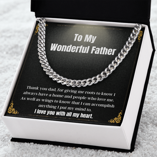 Father Message Card Necklace Dad Chain Gift