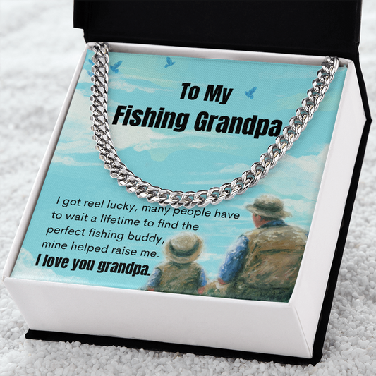 Fishing Grandpa Message Card Necklace Fishing Grandfather Gift
