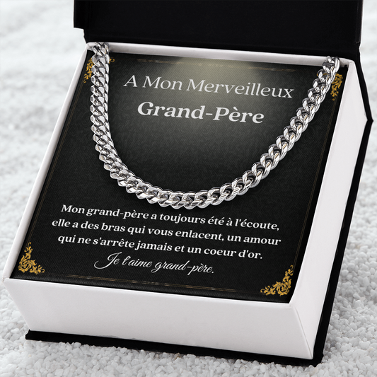 Grand-Père Collier Cadeau French Grandfather Chain Necklace Card