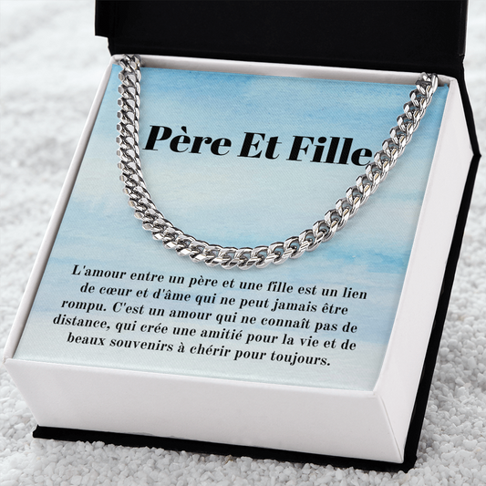Père Fille Collier Cadeau French Father Daughter Chain Necklace Card