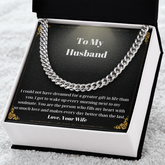 Husband Cuban Link Chain Necklace Present By Wife